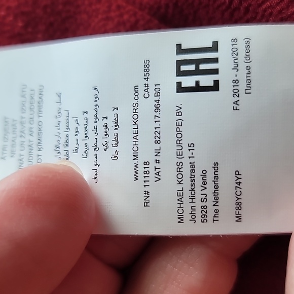 Michael Kors dress tied keyhole front Small maroon studded bell sleeves w tags - Picture 13 of 13